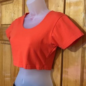 Betty Blue Orange Crop Top Blouse 
Medium / Large 9 - 12
w/ Shorts or Overalls